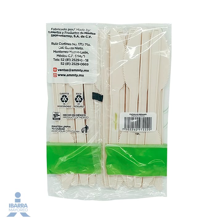 Cuchillo Plástico Smmty Bio Mediano 25 pzas.