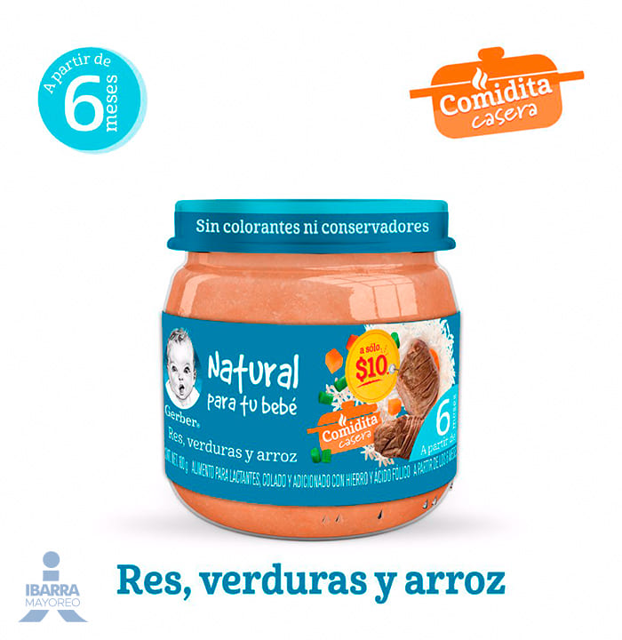 Gerber Colado Verduras Res y Arroz Etapa 2 100 g