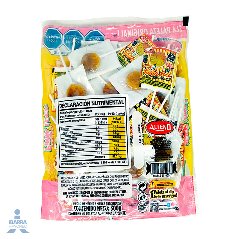 Paleta Alteño Mini Baby Piñita Loca 50 pzas.