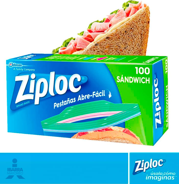 Bolsa Hermética Ziploc Sándwich 100 pzas.
