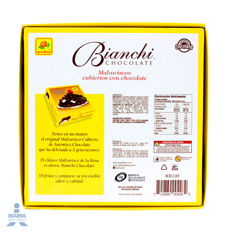 Malvavisco de la Rosa Cubierto Chocolate 50 pzas.