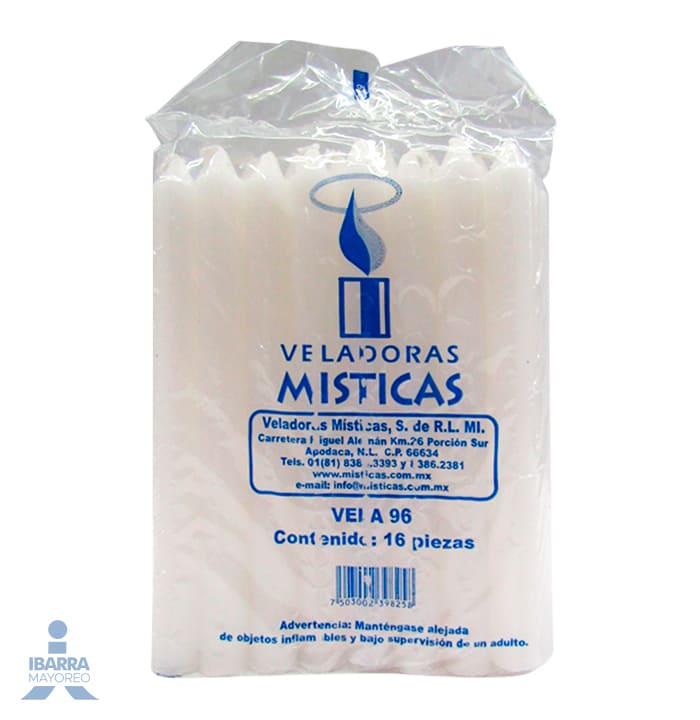 Vela Mística Blanca 16 pzas.
