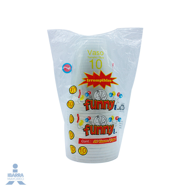 Vaso Plástico Funny Plus No. 10/296 ml 20 pzas.