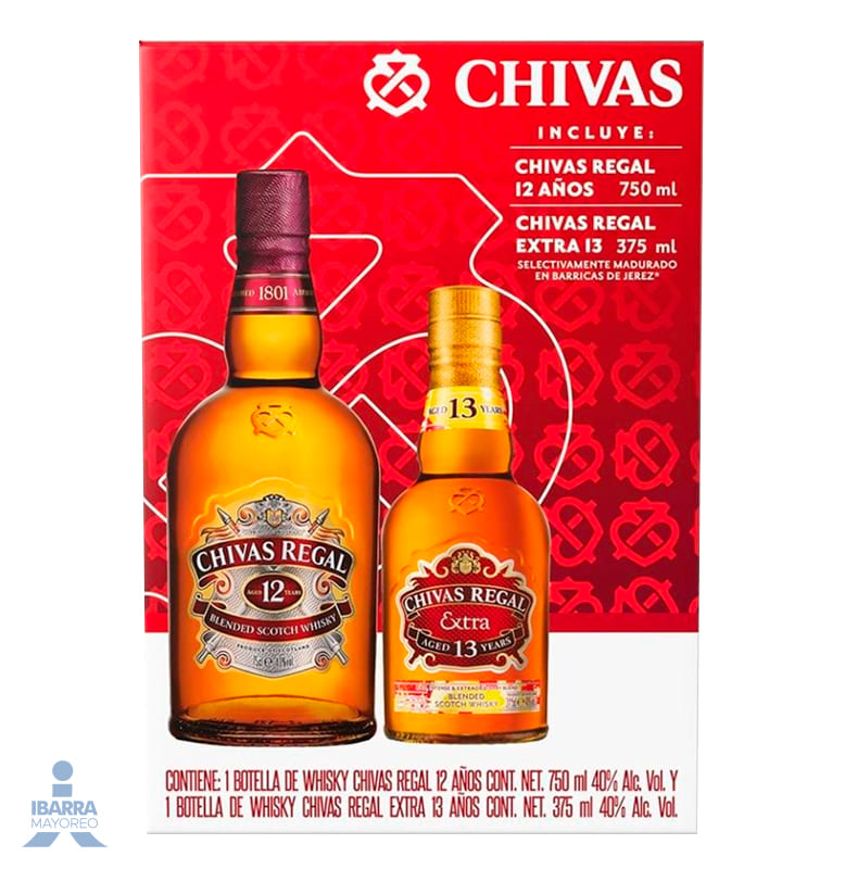 Whisky Chivas Regal 12 años 750 ml + Chivas 13 años 375 ml