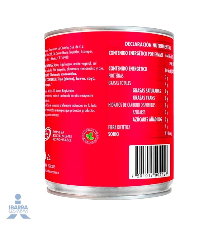 Frijol Negro Refrito La Costeña 580 g