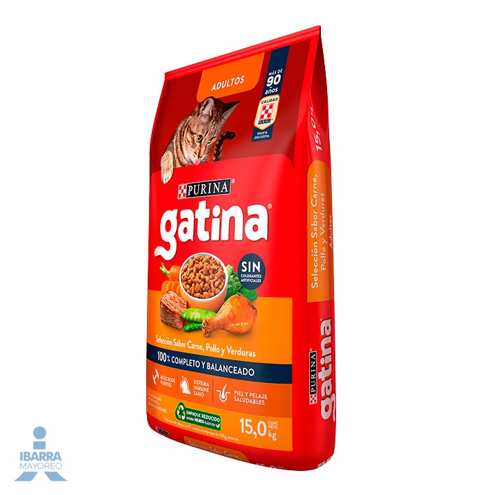 Gatina alimento seco para gatos sabor pollo a la jardinera 15 kg