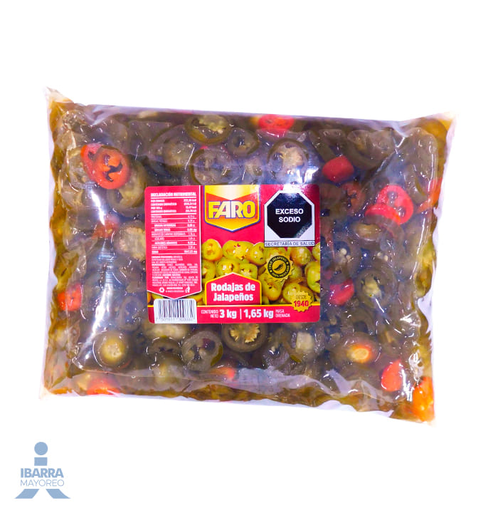 Chiles Jalapeños Rodajas Faro Bolsa 3 kg