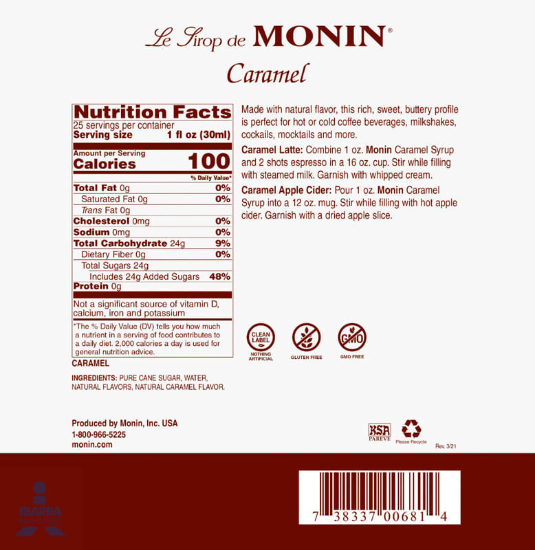 Saborizante Monin Caramel 750 ml