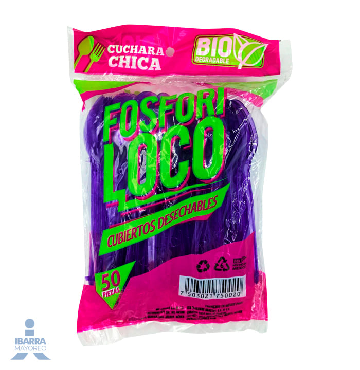 Cuchara Plástico Fosforiloco Colores Chica 50 pzas