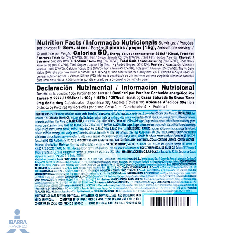 Paleta Las Delicias Truenoleta 24 pzas.