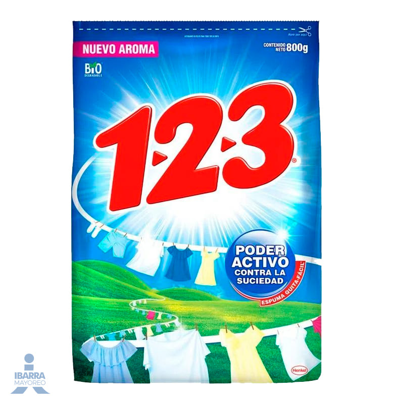 Detergente 123 Fresca Blancura 800 g