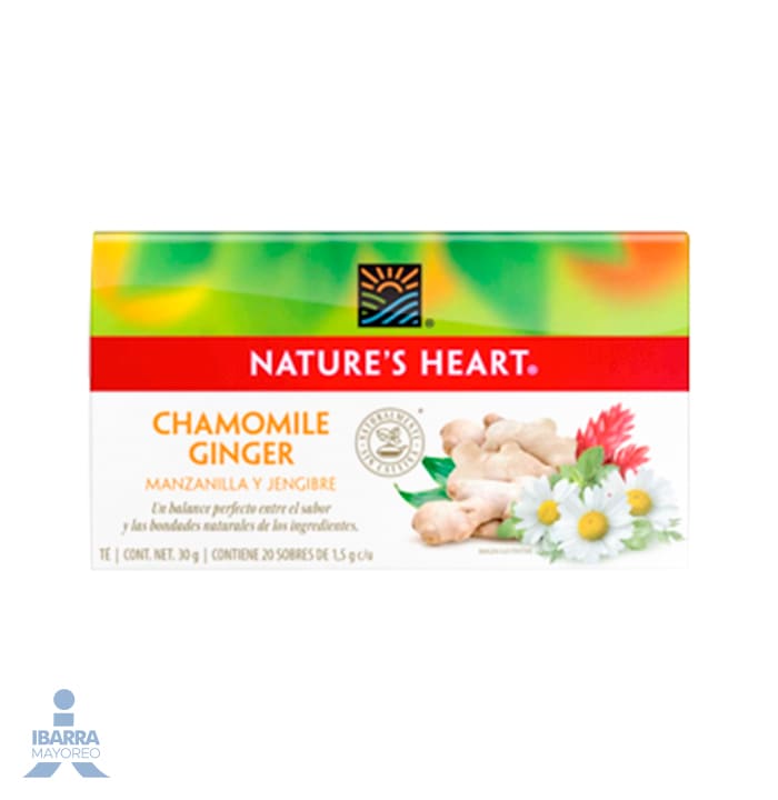 Té Natures Heart Manzanilla Jengibre 20 pzas.