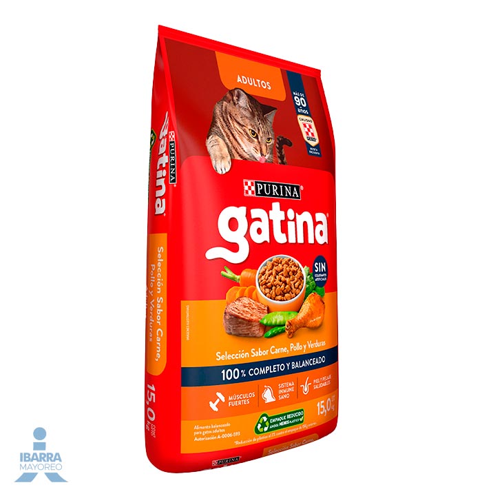 Gatina alimento seco para gatos sabor pollo a la jardinera 15 kg