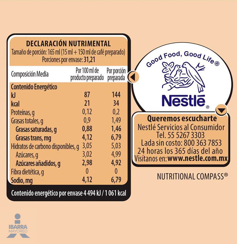Sustituto de Crema Coffee Mate Original Líquido 530 g