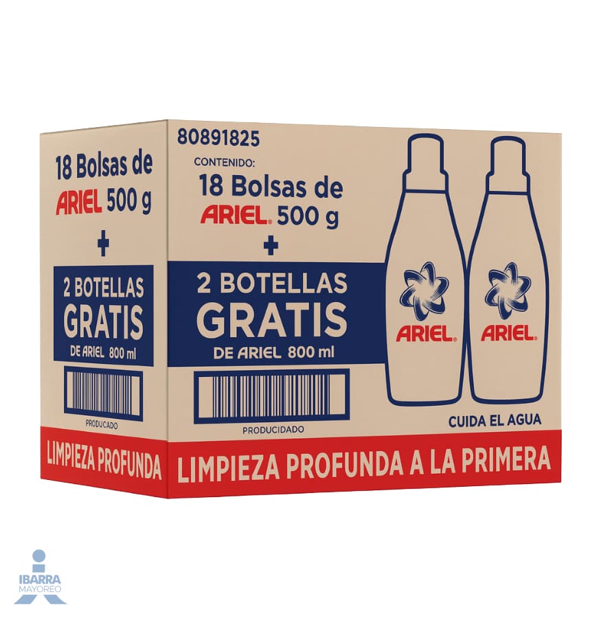 Detergente Ariel 18/500 g + 2 Ariel 800 ml