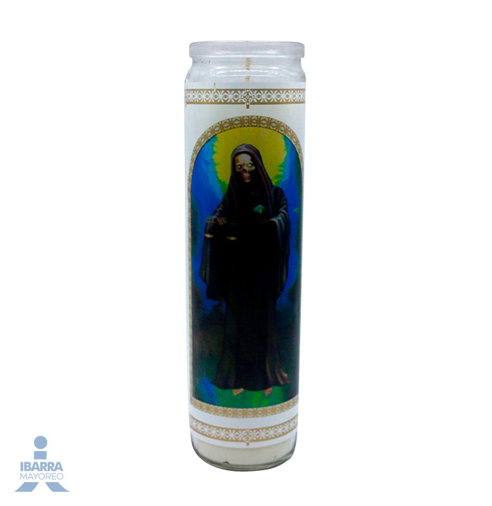 Veladora Luz Eterna Fama Santa Muerte Blanca