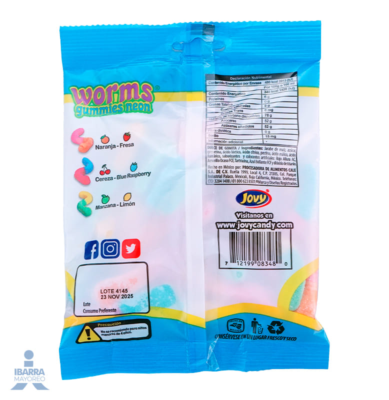 Goma Jovy Worms Neon 141 g
