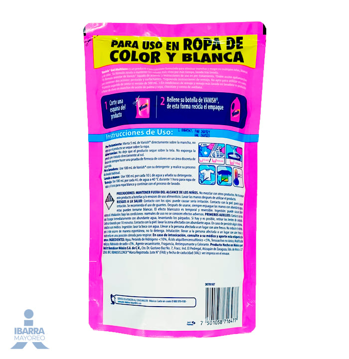 Vanish Quitamanchas Doy Pack 25% Gratis 650 ml