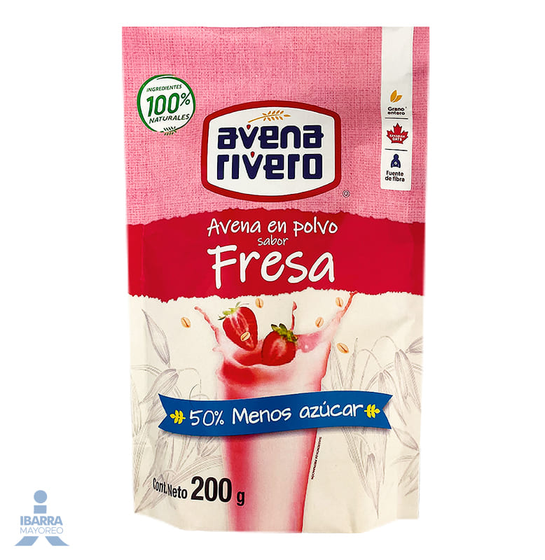 Avena Rivero Instantánea Fresa 50% Menos Azúcar 200 g