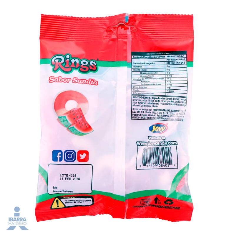 Goma Jovy Rings Sandia 141 g