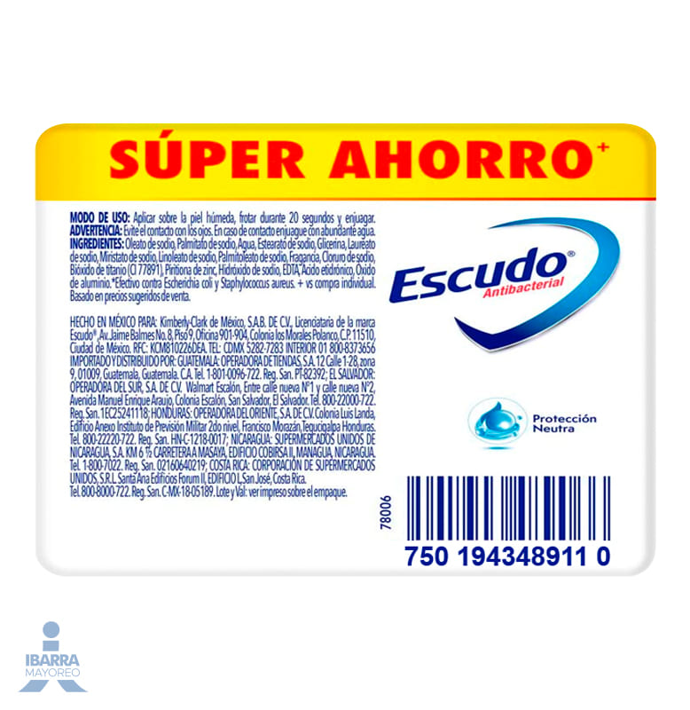Jabón de tocador Escudo Blanco Neutro 5/110 g