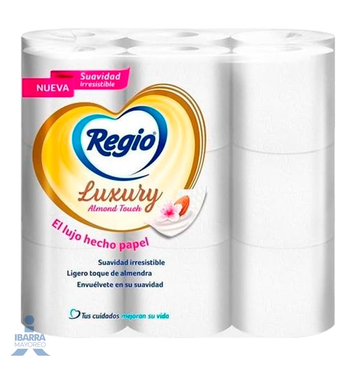 Papel Higiénico Regio Luxury Almendras 190 hojas 18 rollos