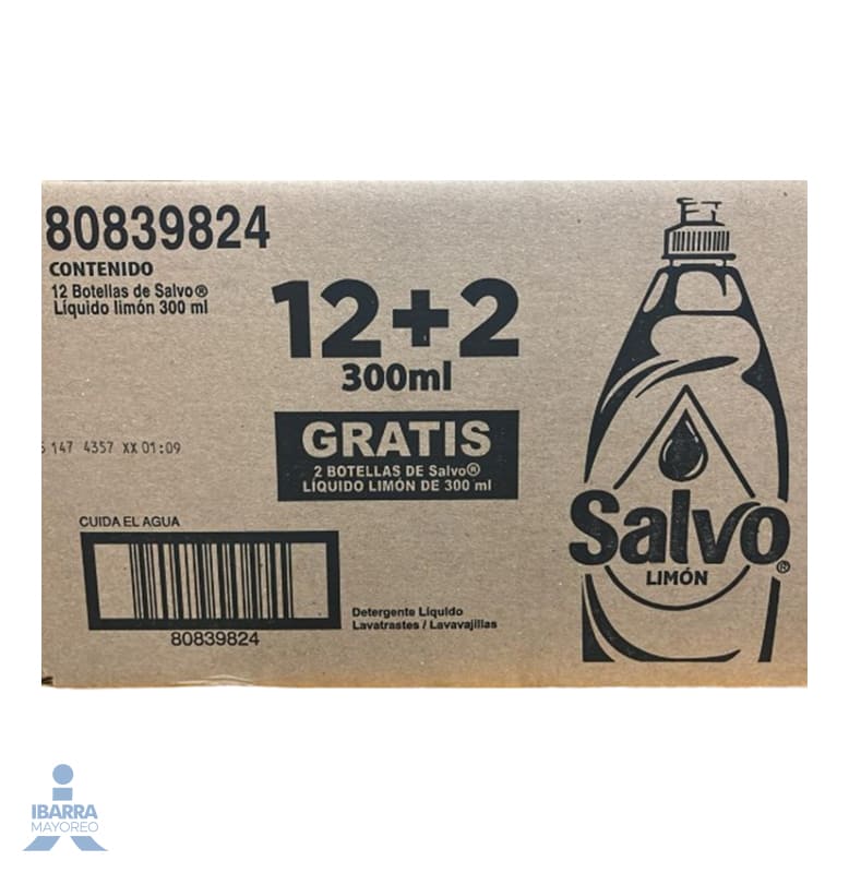 Detergente Salvo Limón Líquido 12/300 ml + 2 Gratis