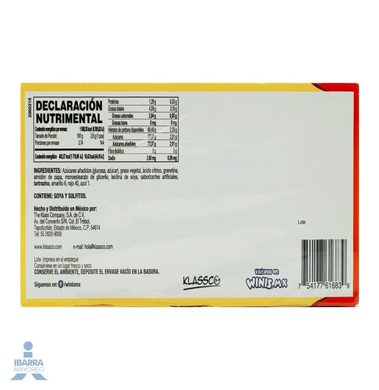 Dulce Winis Tubo Originales Surtido 24 GRATIS 3 pzas.