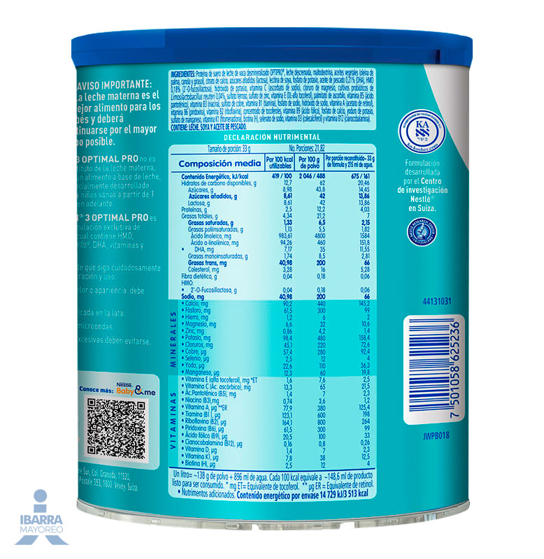 Fórmula Infantil NAN 3 Optimal Pro a partir de 1 año 720 g
