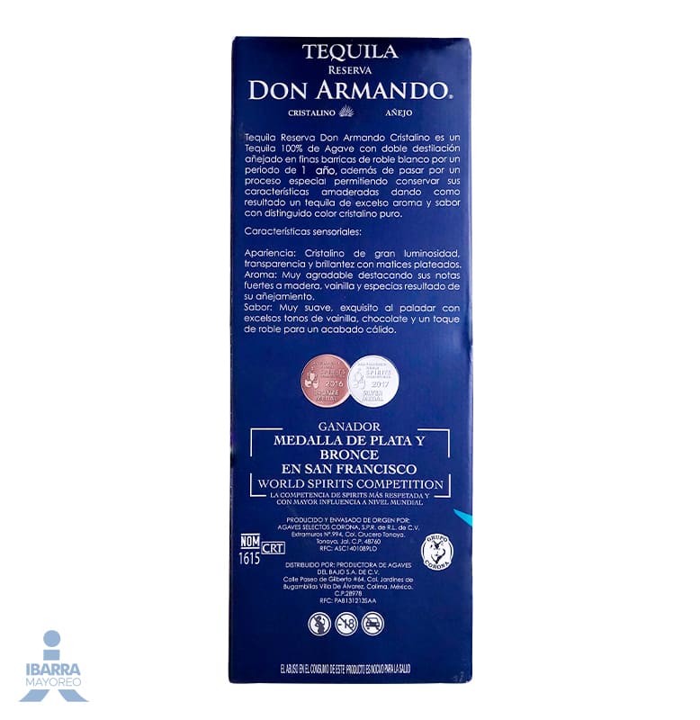 Tequila Don Armando Reserva Cristalino 750 ml