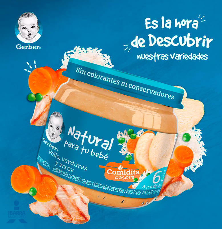 Gerber Colado Verduras Pollo y Arroz Etapa 2 100 g