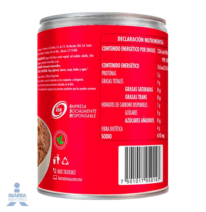 Frijol Bayo Refrito La Costeña 820 g
