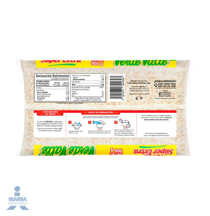 Arroz Verde Valle Súper Extra 900 g