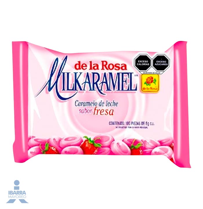 Dulce de la Rosa Milkaramel Fresa 100 pzas.