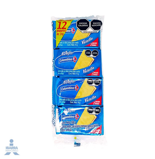 Galleta Colombina Wafer Vainilla 12 pzas.