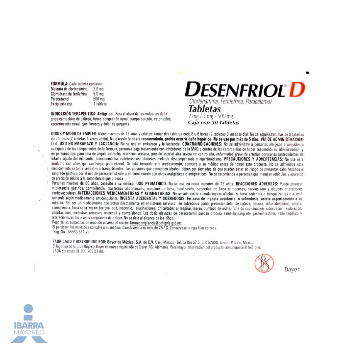 Desenfriol D Tabletas 30 pzas.