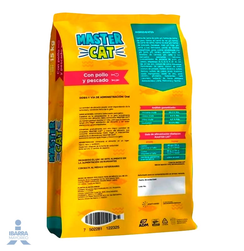 Alimento Master Cat Pollo y Pescado 15 kg