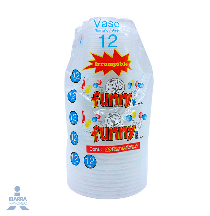 Vaso Plástico Funny Plus No. 12/355 ml 20 pzas.