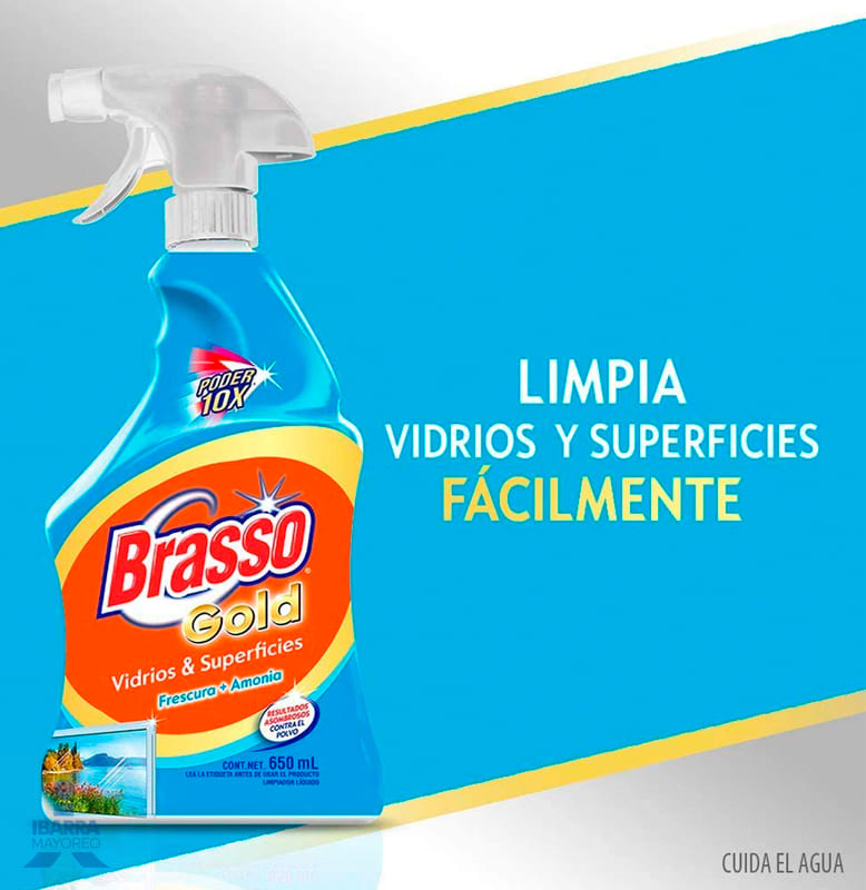 Limpiador Brasso Vidrios y Superficies Amonia 650 ml