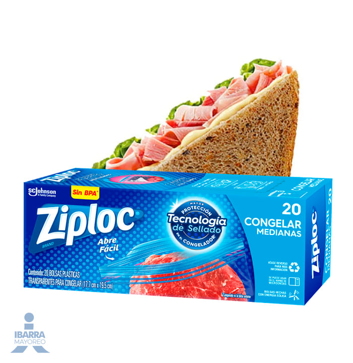 Bolsa Hermética Ziploc Guardar Mediana 25 pzas.