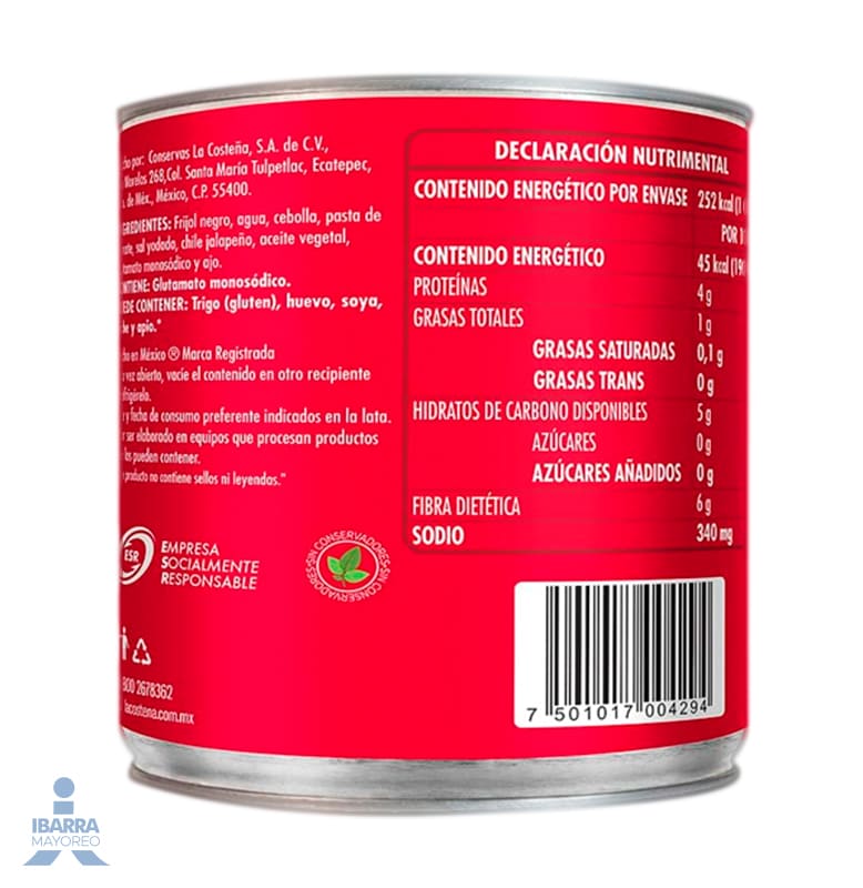 Frijol Negro Entero La Costeña 400 g