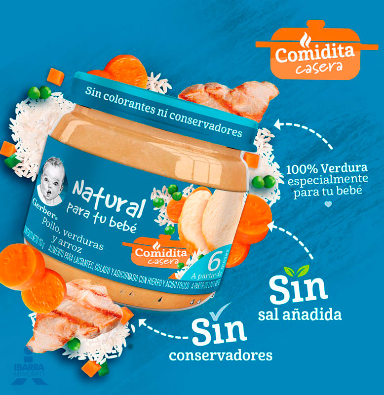 Gerber Colado Verduras Pollo y Arroz Etapa 2 100 g