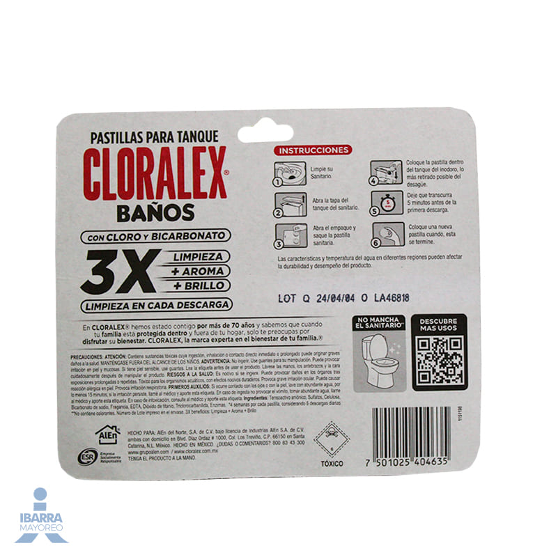 Pastilla Sanitaria Cloralex Baños Fresco Lavanda 2/45 g