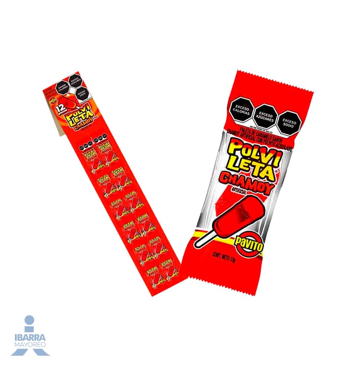 Polvileta Pavito Chamoy 12 pzas.