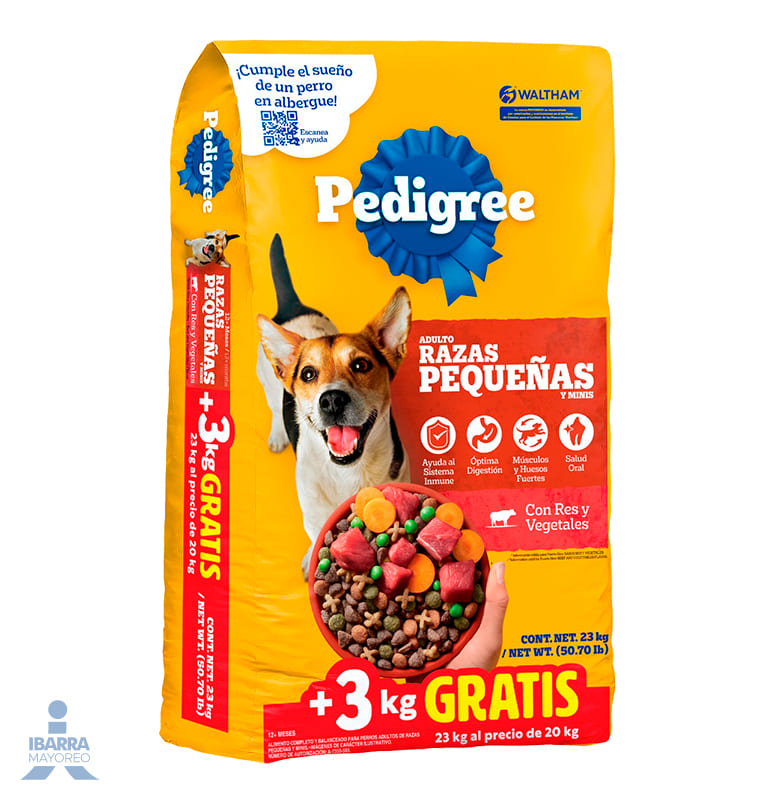 Alimento Pedigree Razas Pequeñas 20 kg + 3 kg GRATIS