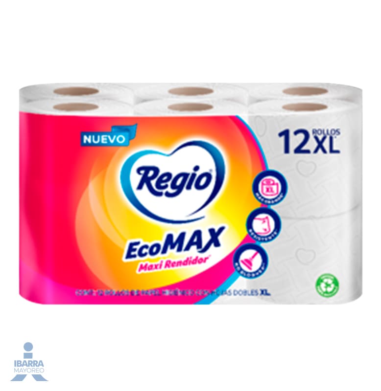 Papel Higiénico Regio Ecomax 220 hojas 12 rollos