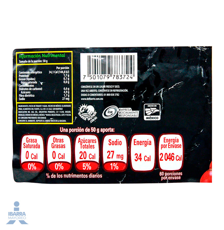 Pasta de Tomate Del Fuerte Bolsa 3 kg