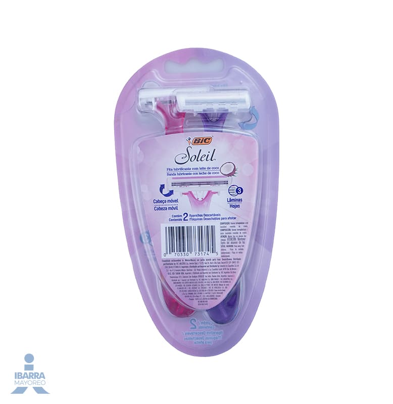 Rastrillo Bic Soleil Rosa Morado 2 pzas.