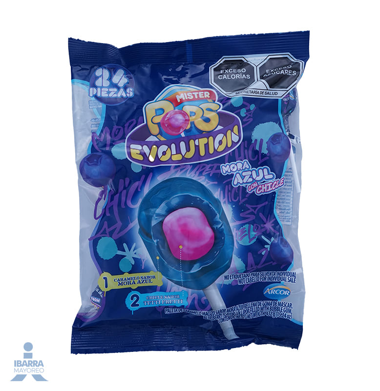 Paleta Arcor Mister Pops Mora Azul 24 pzas.