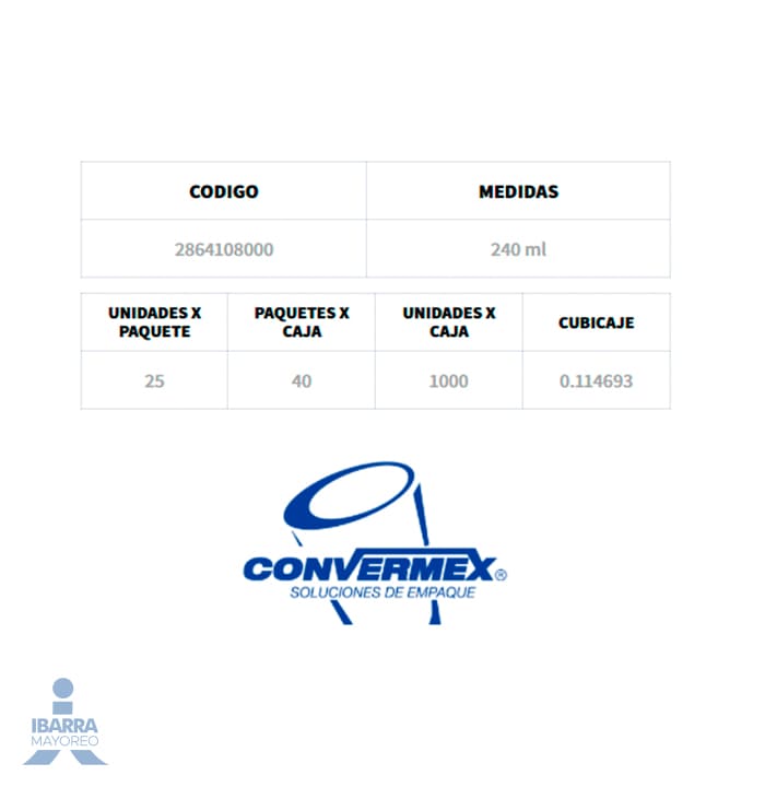 Vaso Térmico Convermex No. 108/237 ml 25 pzas.